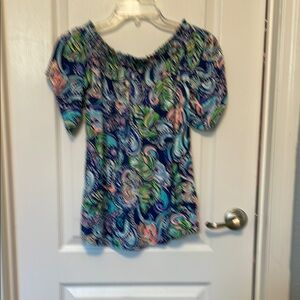 Lilly Pulitzer Vibrant Paisley Blouse - Blue and Green
